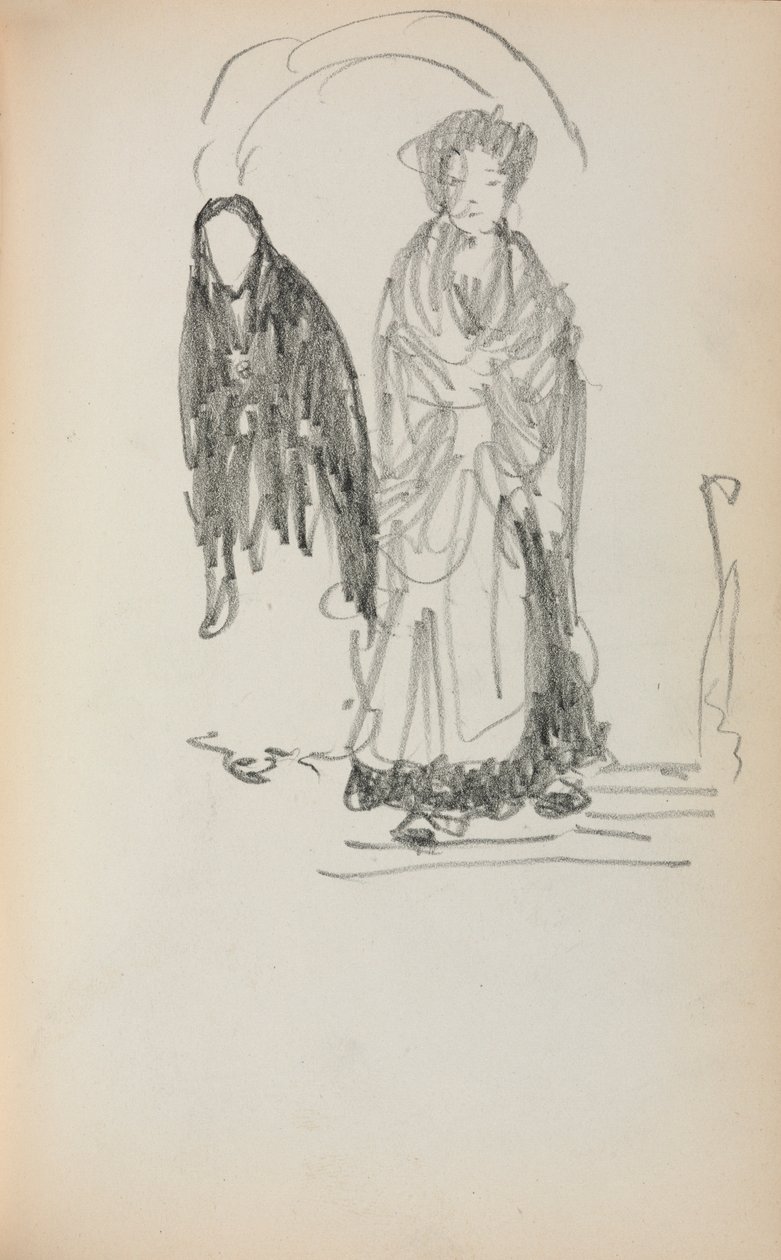 صفحة الرسم الإيطالية: امرأتان قائمتان الصفحة 123 ، 1898-1899. بواسطة موريس برازيل برندرغاست