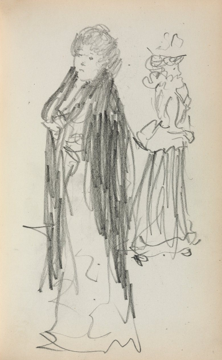 صفحة كراسة الرسم الإيطالية: امرأتان واقفتان صفحة 129 ، 1898-1899. بواسطة موريس برازيل برندرغاست