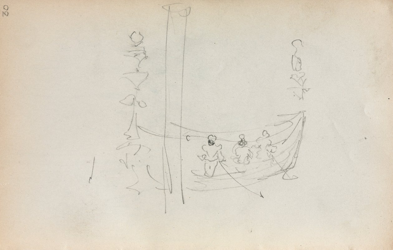 كراسة الرسم الإيطالية: صفحة قارب البندقية 30 ، 1898-1899. بواسطة موريس برازيل برندرغاست