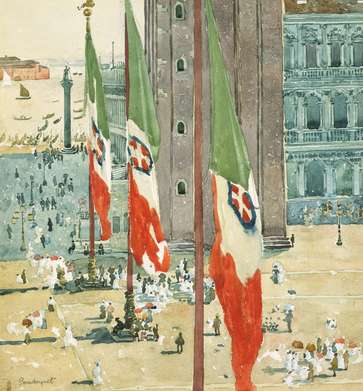 بيازا دي سان ماركو ، 1898–9999 (مرحاض وجرافيت على ورق منسوج من البيض) بواسطة موريس برازيل برندرغاست