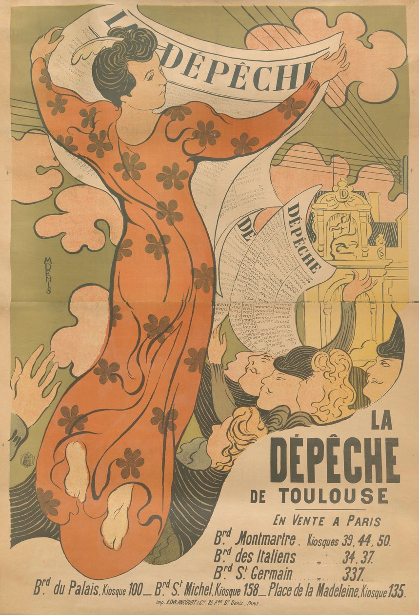 ملصق لصحيفة La Dépêche de Toulouse، 1892. بواسطة موريس دينيس
