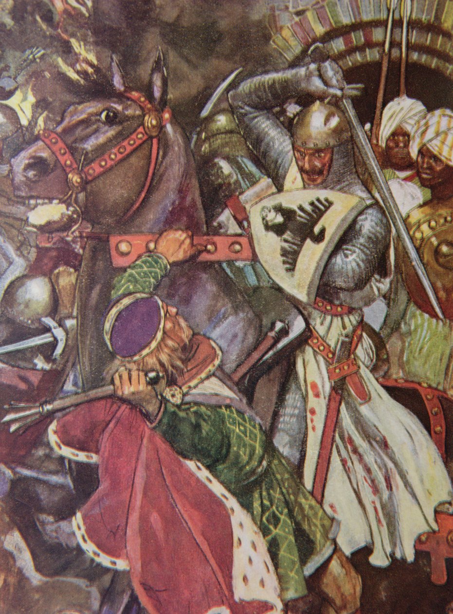 بدوره ، تمبلر كاذبة القلوب !. دعها تذهب لمن أنت غير جدير للمس! ، التوضيح من "Ivanhoe للأولاد والبنات" ، أعاد سرده أليس جاكسون ، حانة. 1924 بواسطة موريس غريفنهاغن
