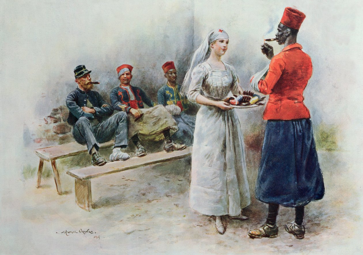 الممرضة المفضلة مع الزواف والجنود خلال الحرب العالمية الأولى ، 1915 بواسطة موريس هنري أورانج