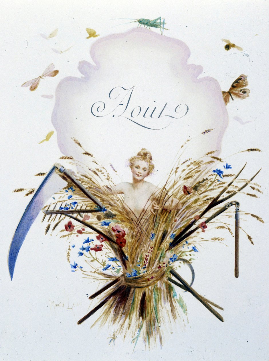أغسطس "أغنية الشهر" بقلم جيروم دوسيه ، رسم توضيحي - موريس ليلوار ، محرر. ريمس 1904. إل ميشود بواسطة موريس ليلوار