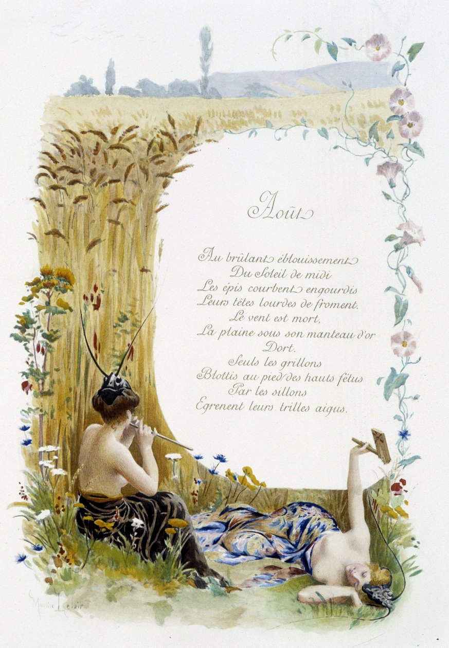 أغسطس "أغنية الشهر" بقلم جيروم دوسيه ، رسم توضيحي - موريس ليلوار ، محرر. ريمس 1904. إل ميشود بواسطة موريس ليلوار