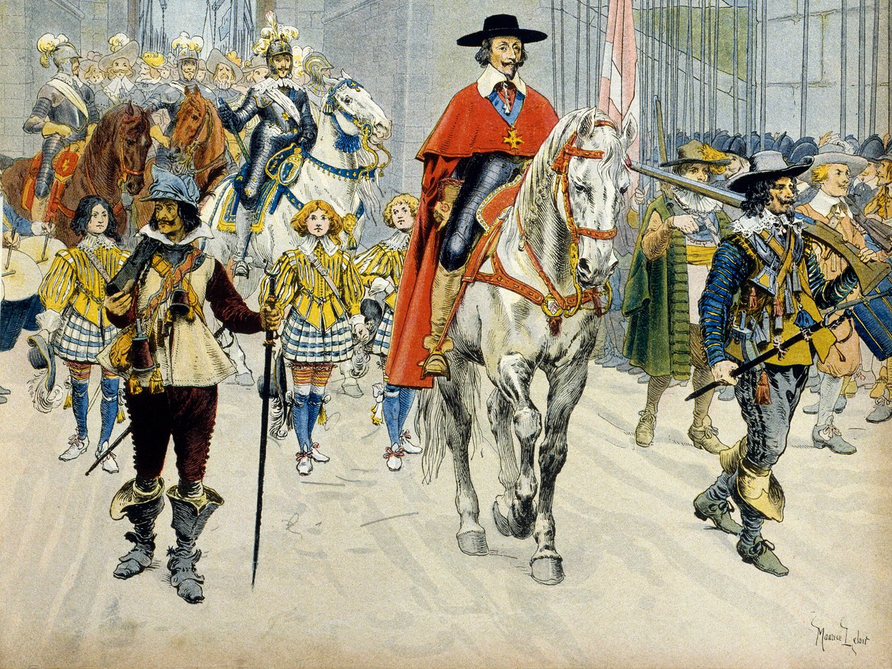 History of France: Entrment of King Louis XIII (1601-1643) and Cardinal Richelieu (Armand Jean du Plessis بواسطة موريس ليلوار