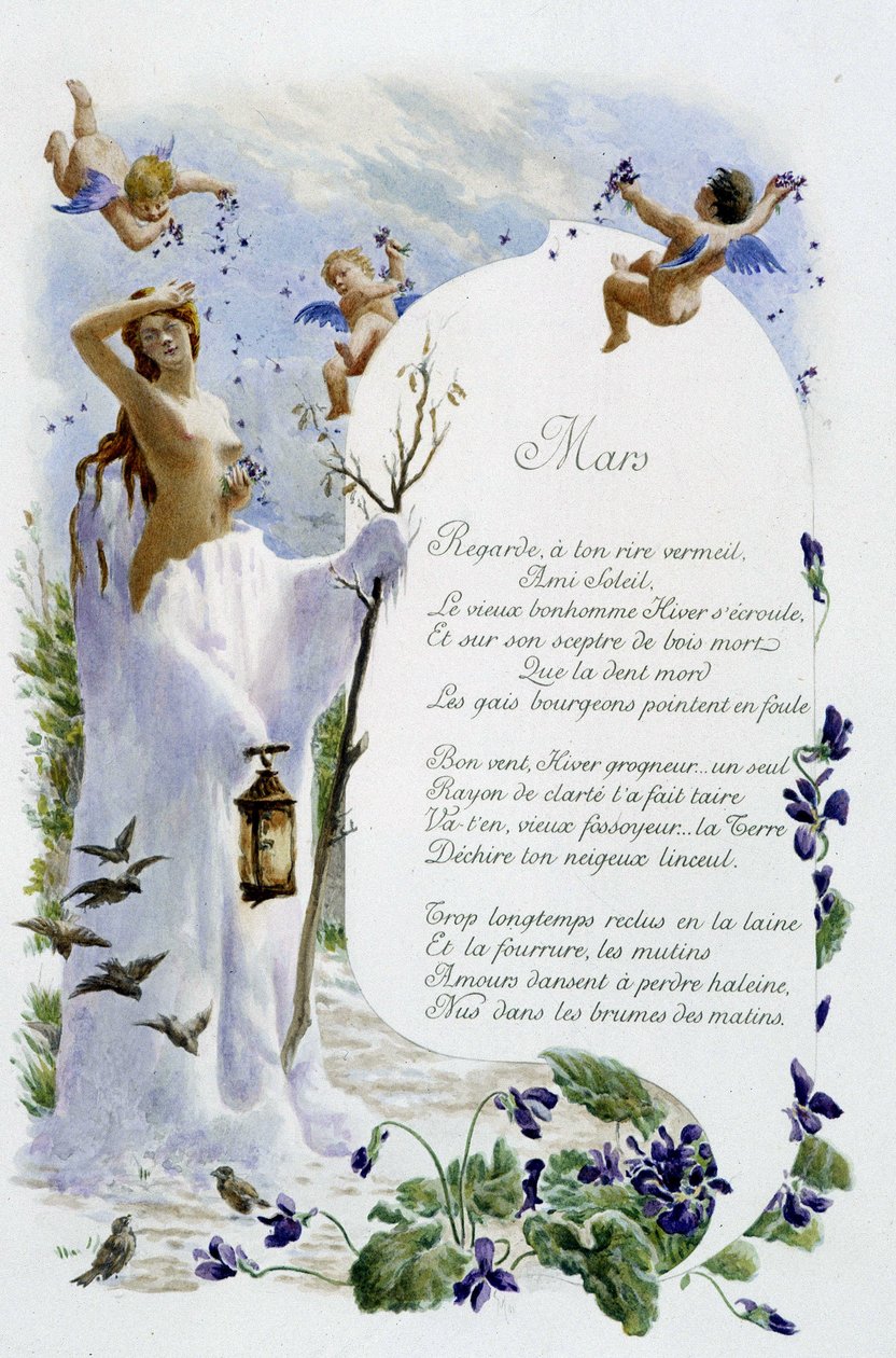 مارس "أغنية الشهر" بقلم جيروم دوسيه ، رسم توضيحي - موريس ليلوار ، محرر. ريمس 1904. إل ميشود بواسطة موريس ليلوار