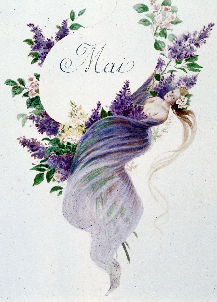 مايو "أغنية الشهر" بقلم جيروم دوسيه ، رسم توضيحي - موريس ليلوار ، محرر. ريمس 1904. إل ميشود بواسطة موريس ليلوار