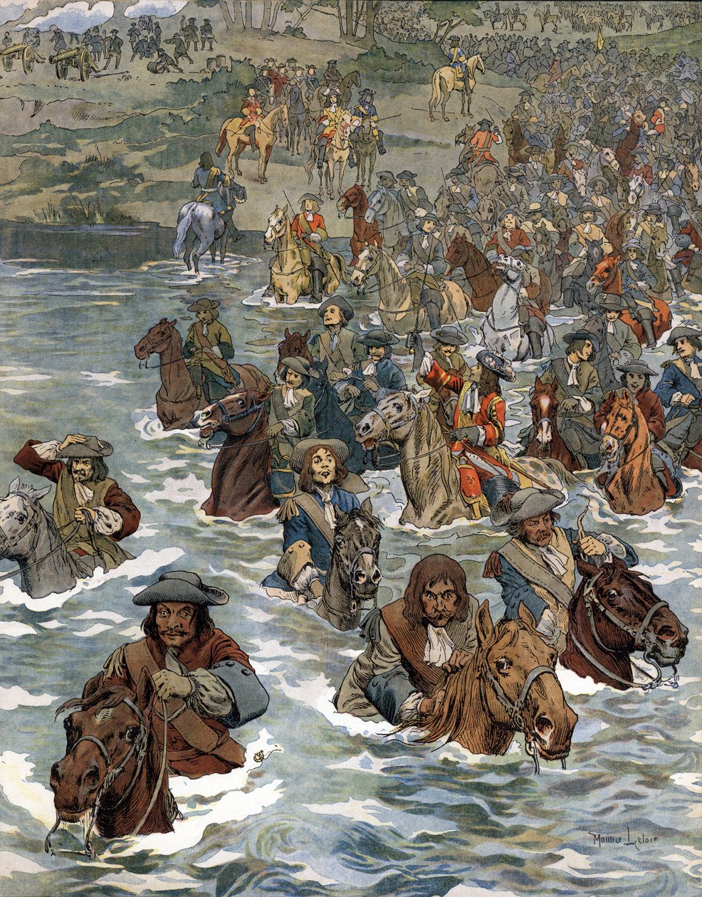 ممر نهر الراين (12 يونيو 1672) من قبل قوات لويس الرابع عشر المعروفة باسم ملك الشمس (الملك صن أو لويس الأكبر بواسطة موريس ليلوار