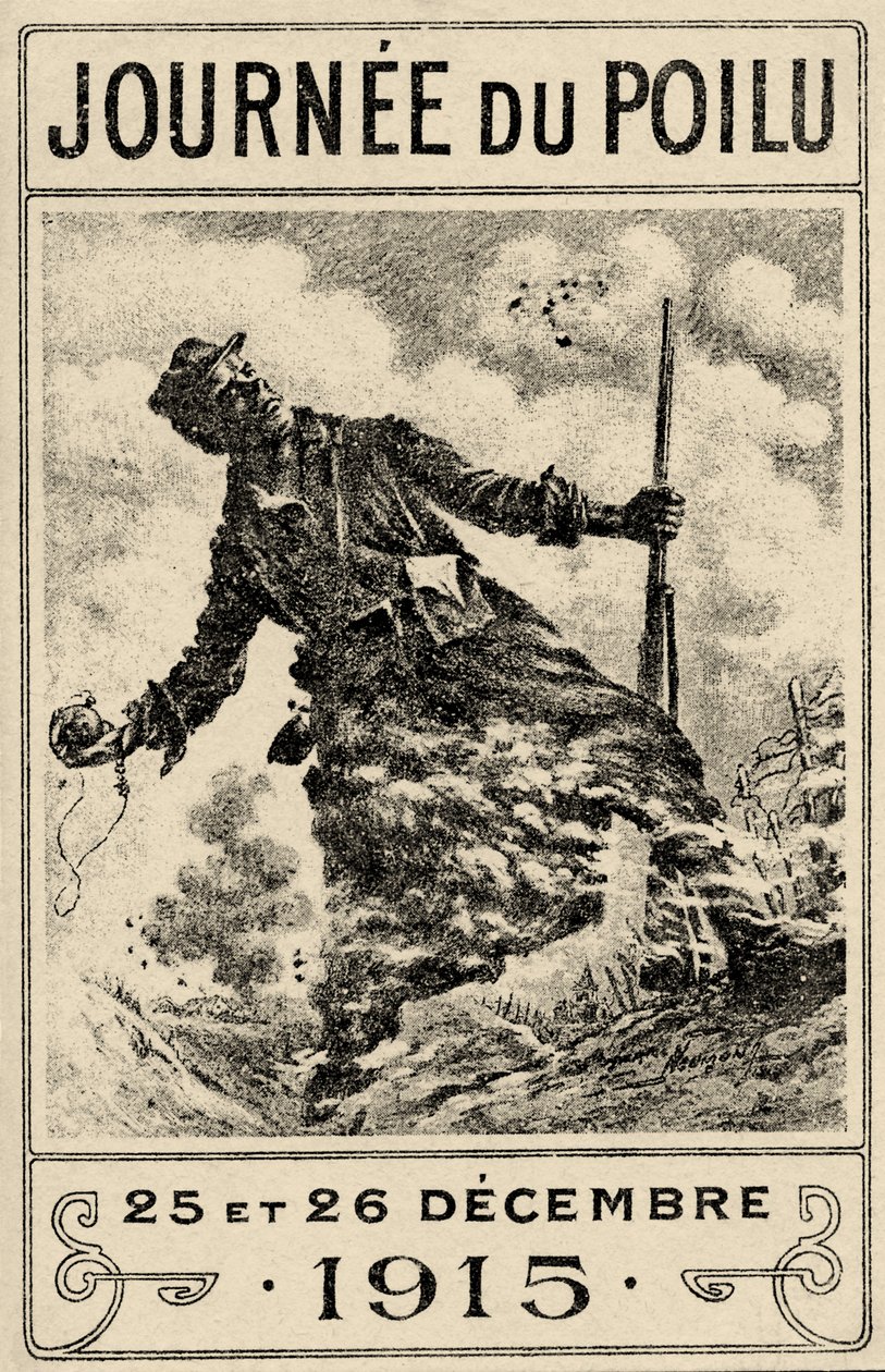 الملصق الدعائي الفرنسي للحرب العالمية الأولى "Journée du Poilu". 25 و 26 ديسمبر 1915 "، حانة. 1915 (ليثو ملون) بواسطة موريس لويس هنري نيومونت