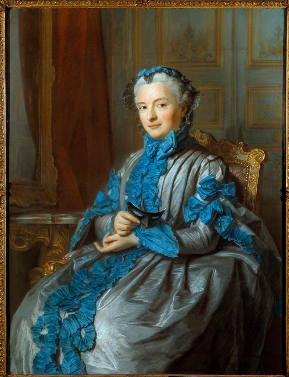 Portrait of Lady of Rieux Painting by Maurice Quentin Delatour dit Quentin De La Tour or Quentin De Latour (1704-1788) 1742 Paris, Musee Cognacq Jay بواسطة موريس كوينتين دي لا تور
