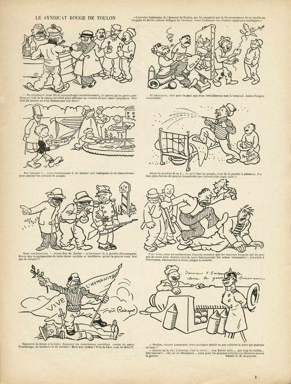 رسم توضيحي لموريس راديجيه (1866-1941) في Le Rire ، 21/12/12 - Le syndicrouge de Toulon - Syndicalisme ، Toulon بواسطة موريس راديجيت
