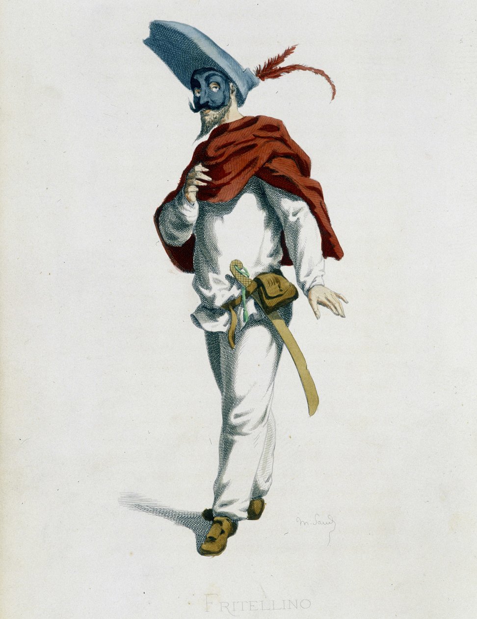 Fritellino من "" Masques et bouffons "" (الكوميديا الإيطالية) ، نص ورسومات بقلم موريس ساند ، رسومات أ.مانسو ، مقدمة بقلم جورج ساند ، باريس ، ميشيل ليفي فرير بواسطة موريس ساند