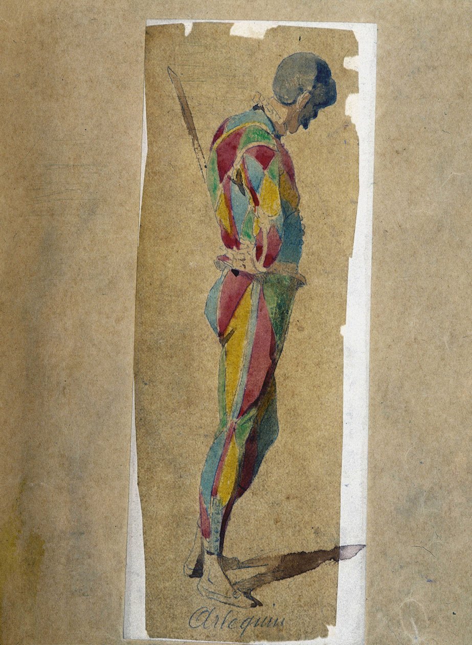 Harlequin ، من "" Masques et bouffons "" (الكوميديا الإيطالية) ، نص ورسومات لموريس ساند ، نقوش بقلم أ. مانسو ، مقدمة بقلم جورج ساند بواسطة موريس ساند