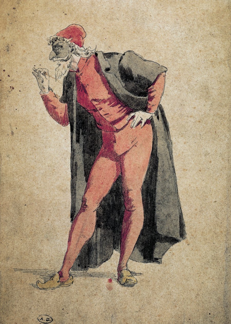 Pantalone ، شخصية Commedia dell'arte ، رسم بواسطة موريس ساند (1823-1889) بواسطة موريس ساند