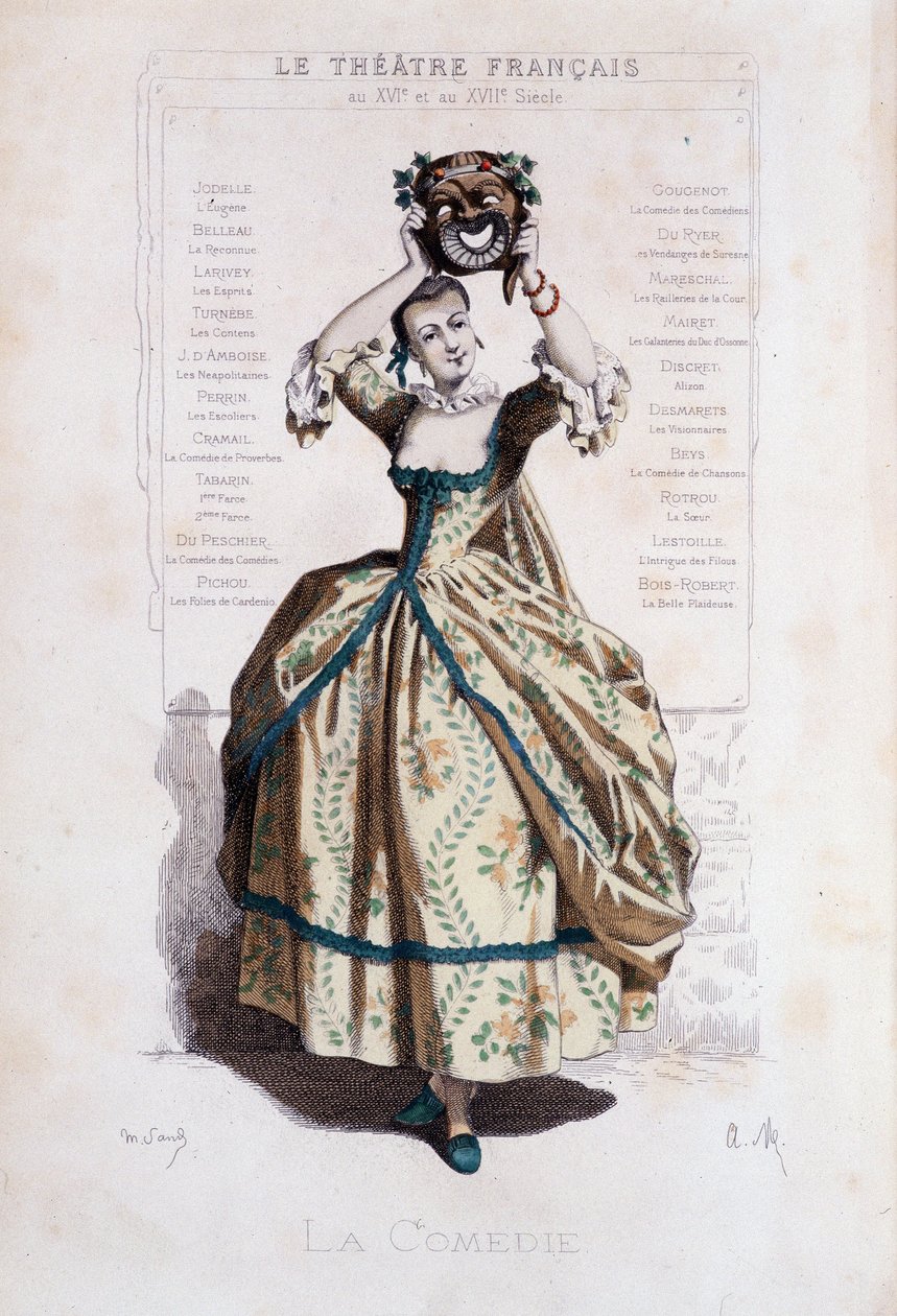 تجسيد Commedia del arte. - واجهة الكتاب "Masques et bouffons" (الكوميديا الإيطالية) ، نصوص ورسومات لموريس ساند (= موريس دوديفانت) ، نقوش بقلم إيه مانسو ، مقدمة بقلم جورج ساند ، باريس ، ميشيل ليفي فرير بواسطة موريس ساند
