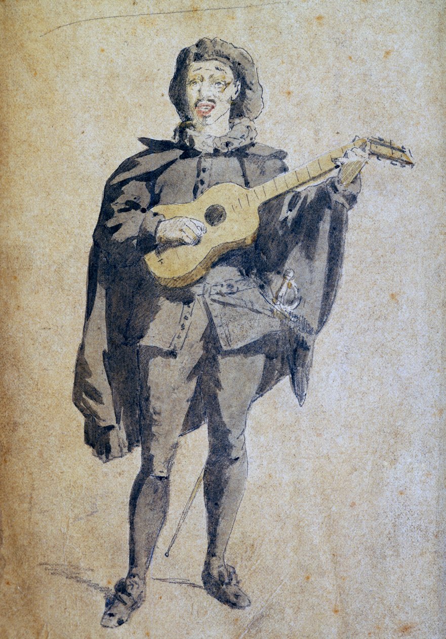 سكاراموش ، رسم لموريس ساند (1823-1889) ، نقش من دراسة Commedia dell'Arte بعنوان أقنعة وبوفون ، المسرح الفرنسي ، باريس بواسطة موريس ساند