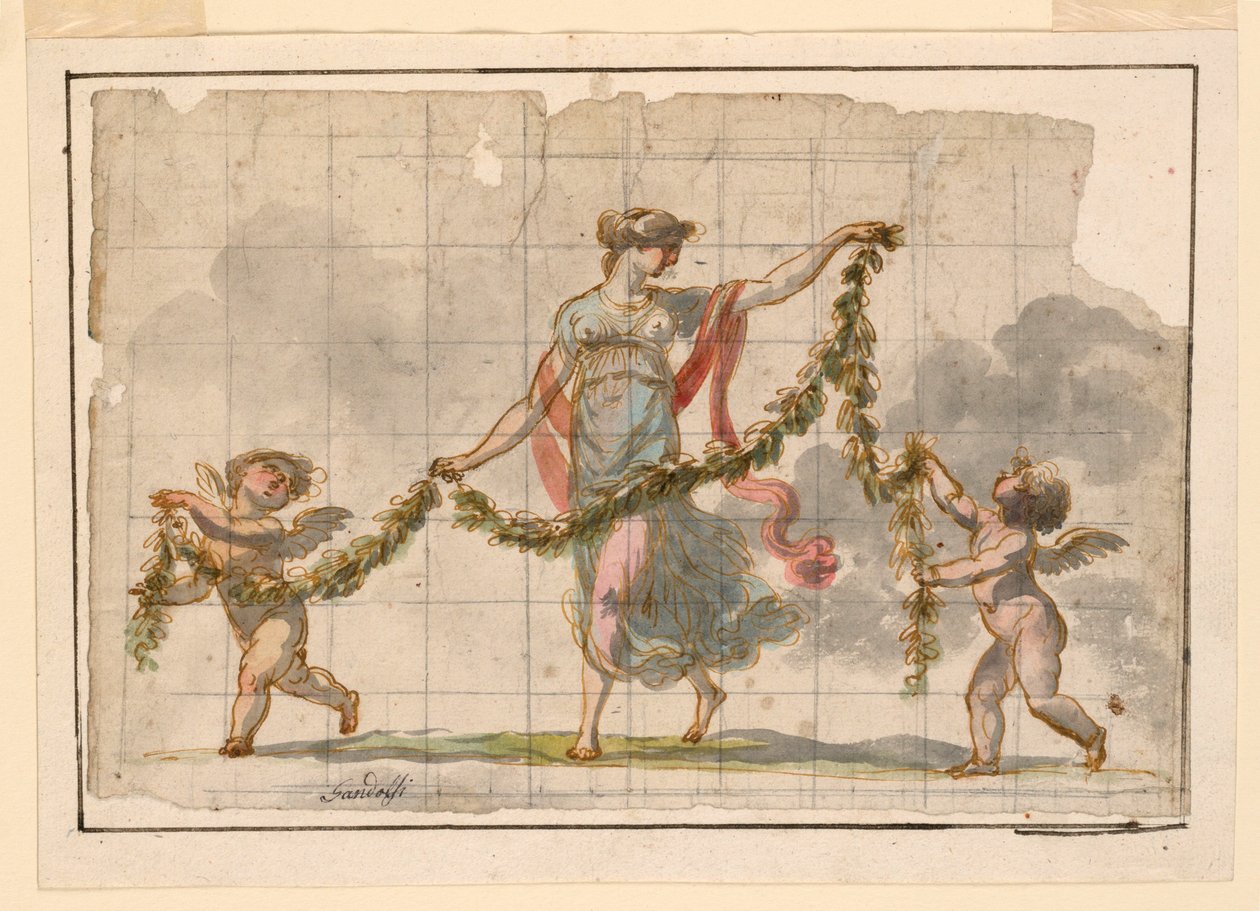 الرسم ، لوحة الحائط ، كاليفورنيا. 1820 بواسطة ماورو جاندولفي
