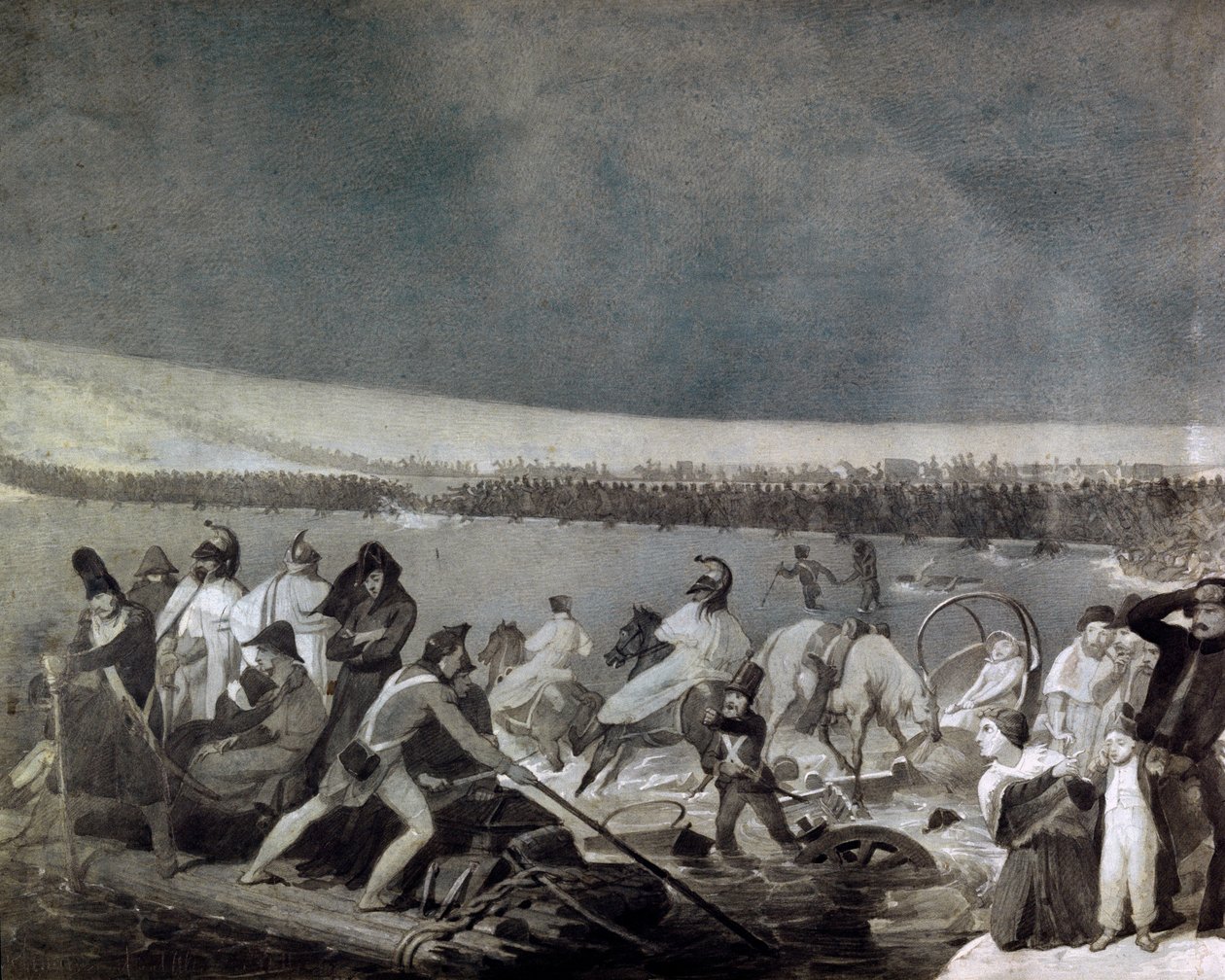 الانسحاب من روسيا (1812): "" مرور بيريزينا (بيريزينا) من قبل الجيش الفرنسي في 28 نوفمبر بواسطة ماورو كونكوني