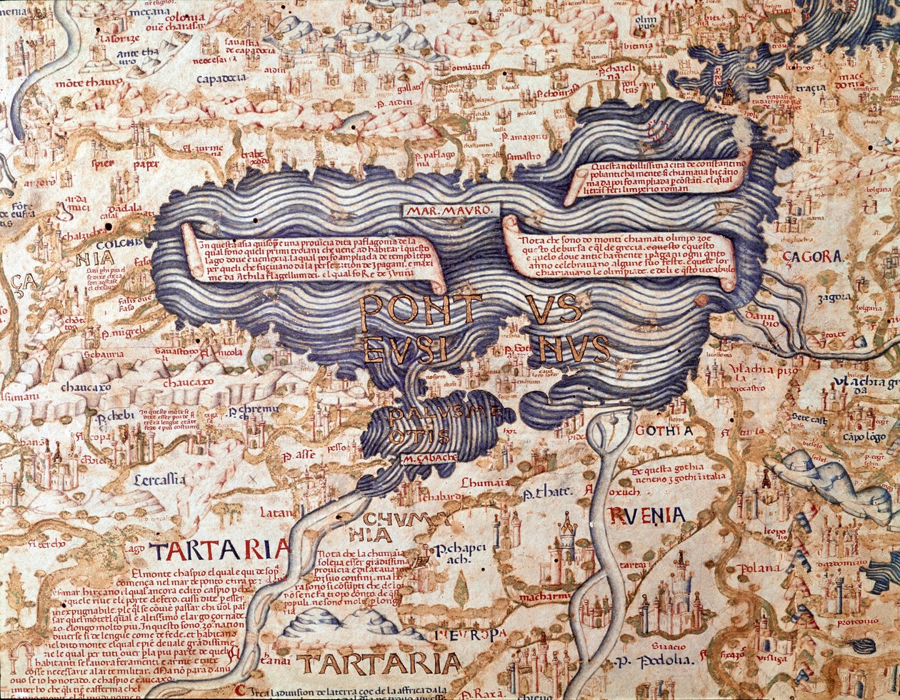 عرض البحر الأسود تفاصيل خريطة العالم (ماباموندي) للأخ موروس (ماورو) camaldolese 1459 مكتبة مارسيانا ، البندقية بواسطة ماورو فرا