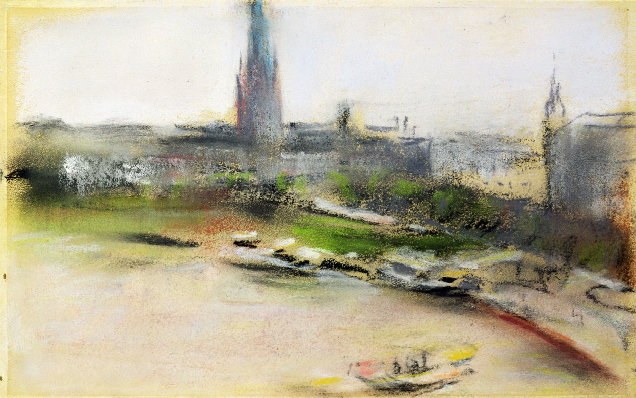 Binnenalster في ال Jungfernstieg ، 1909 (الباستيل على الورق) بواسطة ماكس ليبرمان
