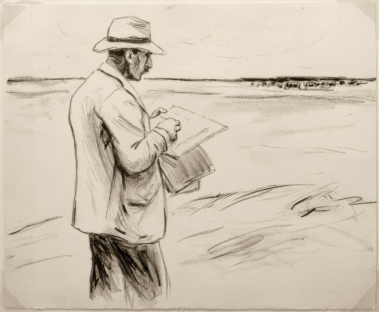 M.Liebermann ، صورة ذاتية ، رسم في الهواء الطلق بواسطة ماكس ليبرمان