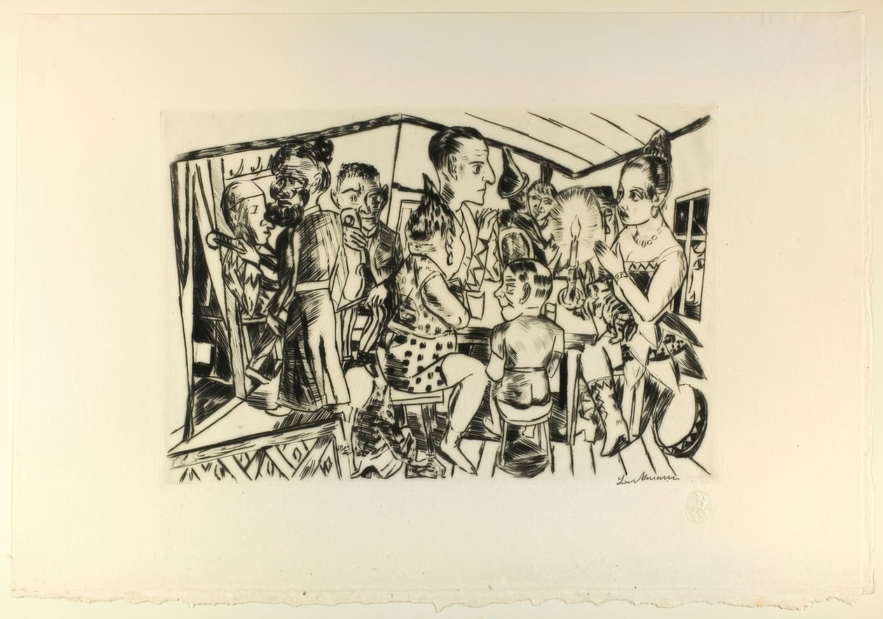 Behind the Scenes, plate three from Jahrmarkt بواسطة ماكس بيكمان