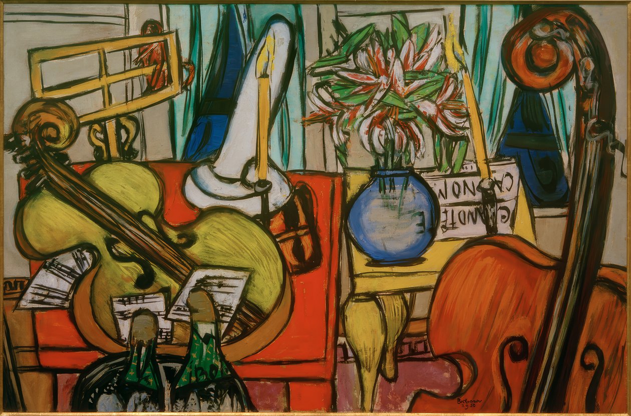 Stilleben mit Cello und Bassgeige بواسطة ماكس بيكمان