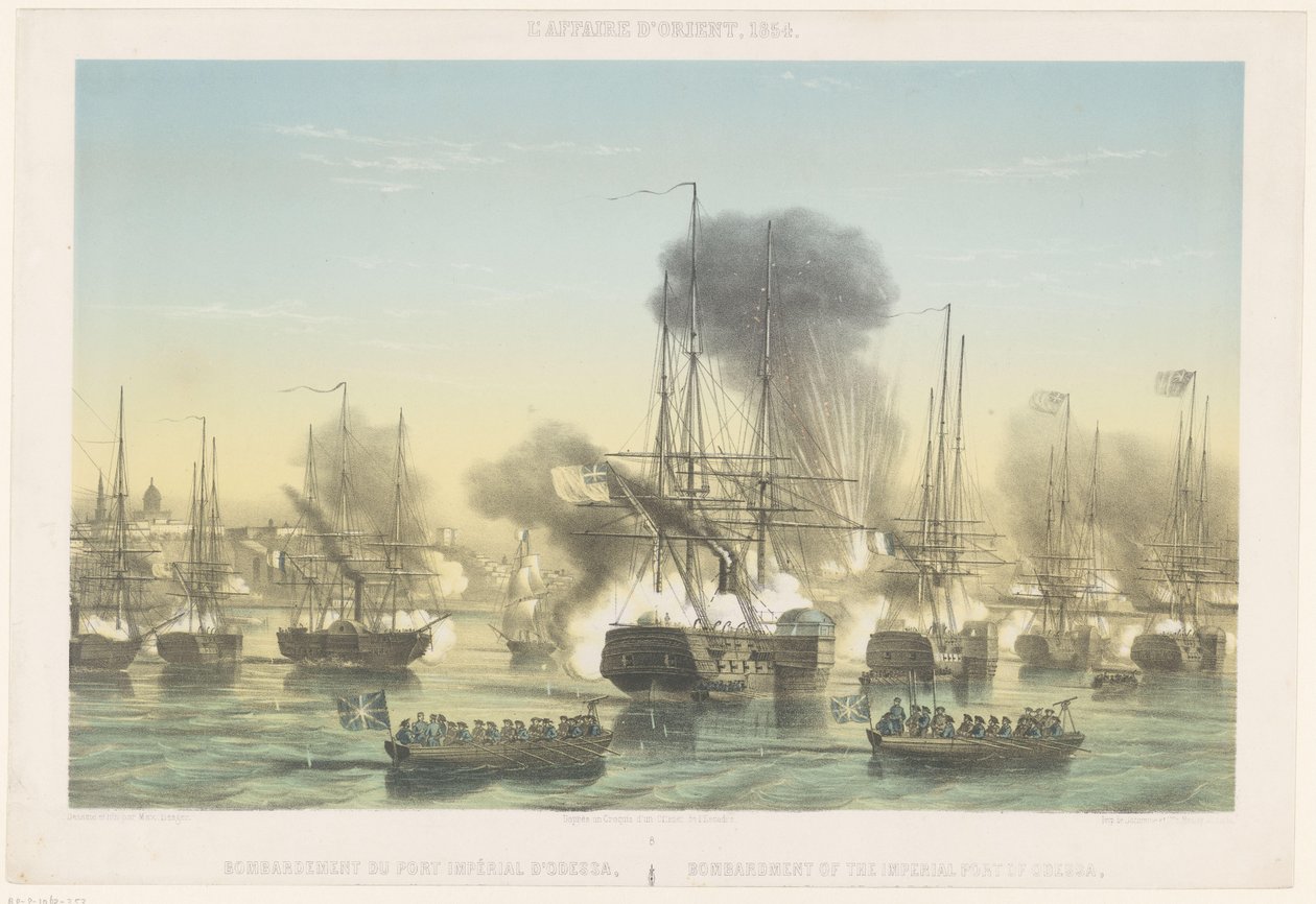 قصف أوديسا ، 1854 لافير دوريان ، 1854 / قصف ميناء أوديسا الإمبراطوري / قصف ميناء أوديسا الإمبراطوري (العنوان على الجسم) بواسطة ماكس بيجر