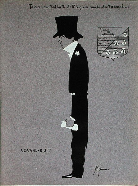صورة كاريكاتورية لألفريد جوين فاندربيلت (1877-1915) من "مليونيرات أمريكا" بواسطة ماكس كريمر