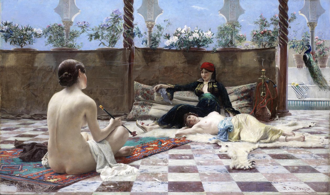 النساء التركيات - Peinture de Ferdinand Max Bredt (1860-1921) - 1893 - ألوان زيتية على قماش - 60،5x100،5 - مجموعة خاصة بواسطة ماكس فرديناند بريدت