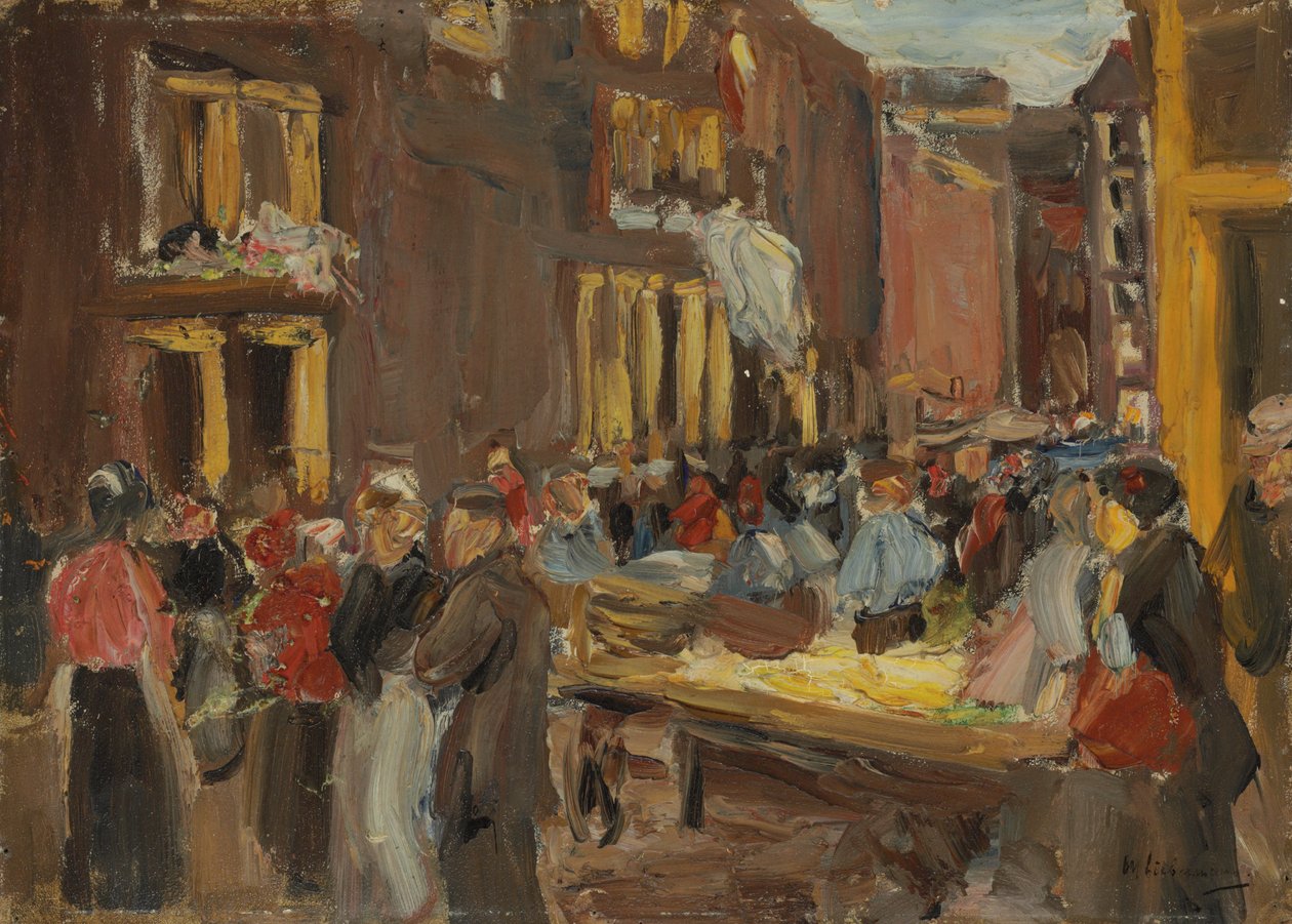 الحي اليهودي في أمستردام ؛ Judengasse in Amsterdam، Ecke Jodenbreestraat، 1905 بواسطة ماكس ليبرمان