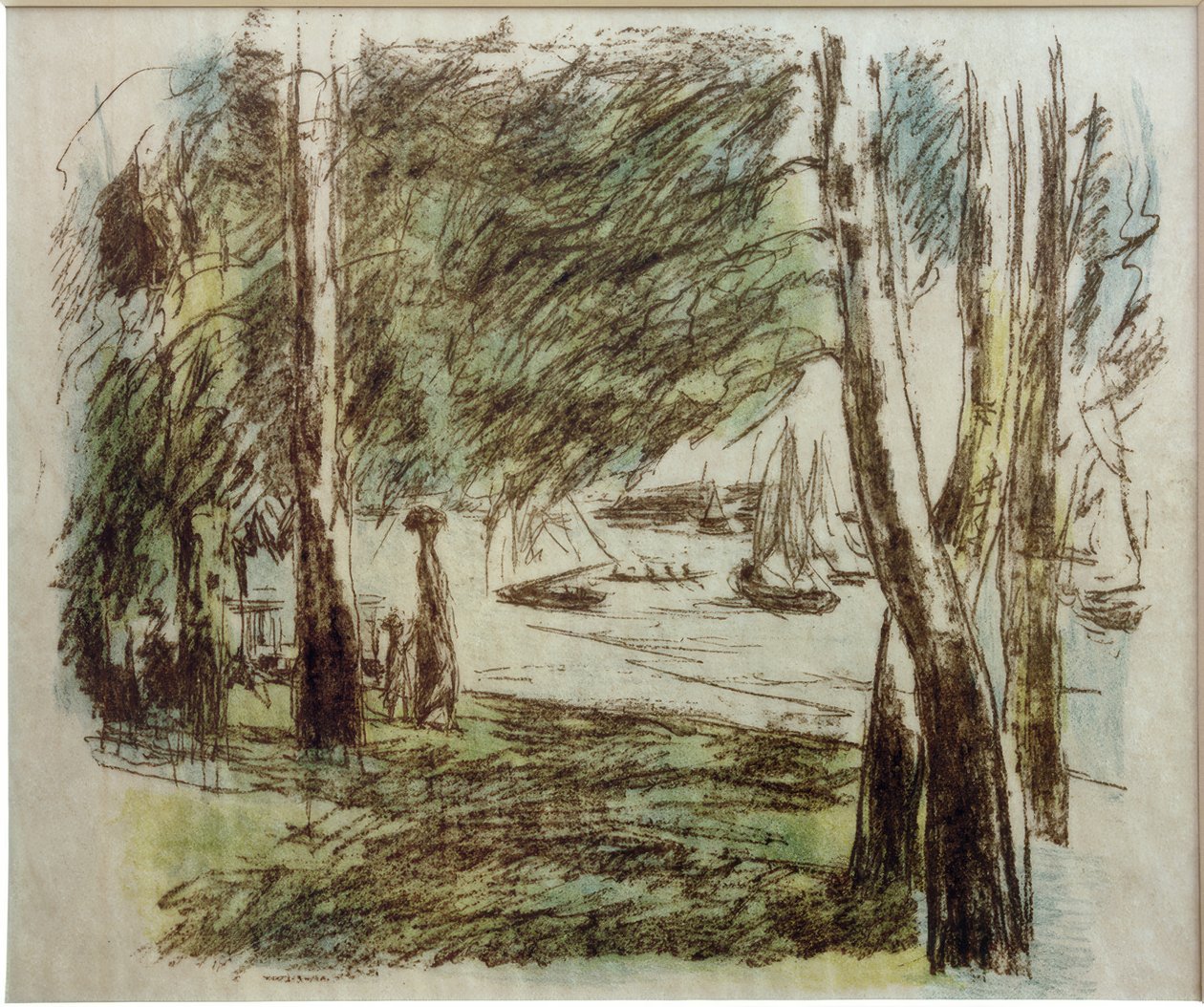 M.Liebermann ، المناظر الطبيعية في Wannsee مع القوارب الشراعية بواسطة ماكس ليبرمان