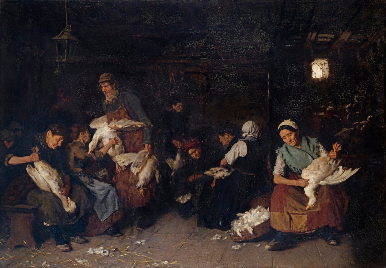 "" Paysannes plumant des oies "(نساء نتف الأوز) Peinture de Max Liebermann (1847-1935) زيت على قماش 1872 Dim 119.5x170 cm Staatliche Museen ، برلين بواسطة ماكس ليبرمان