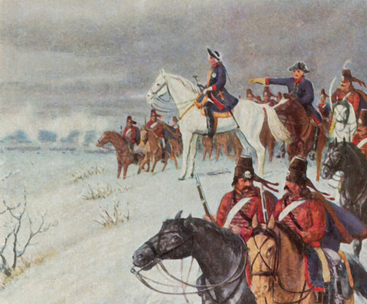 فريدريك العظيم على تلة بورنر في معركة ليوثن، 5 ديسمبر 1757 (صورة حجرية ملونة محسنة) بواسطة 