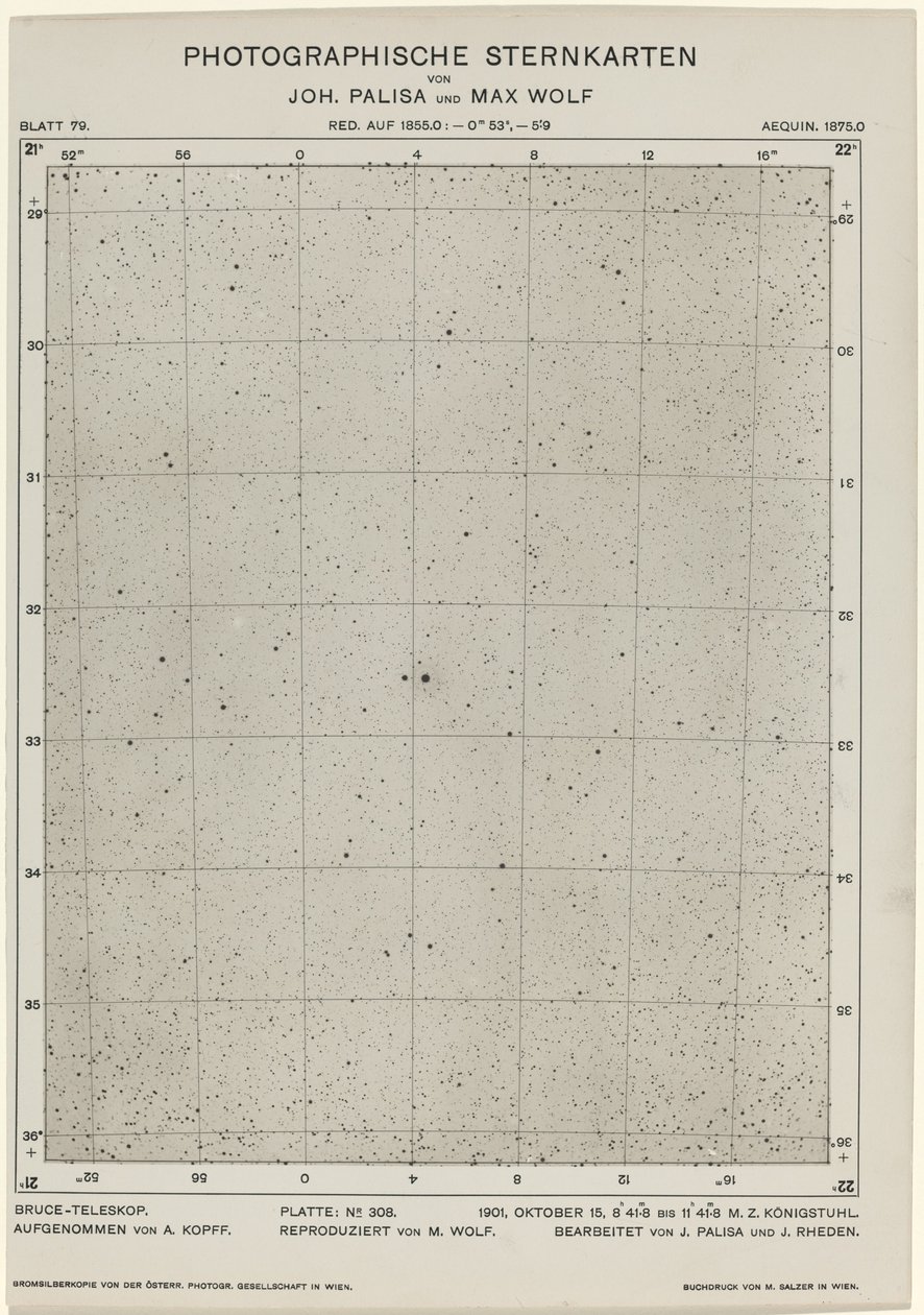 مخططات نجوم التصوير الفوتوغرافي في 15 أكتوبر 1901 ، 654. المؤلفون: ماكس وولف ، يوهان باليزا. بواسطة ماكس وولف ويوهان باليزا