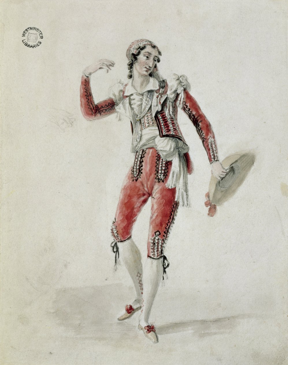 De Begnis ، من مسرح الملك ، مثل فيجارو في "زواج فيغارو" ، 1823 (قلم رصاص ومرحاض على الورق) بواسطة مكسيم Gauci
