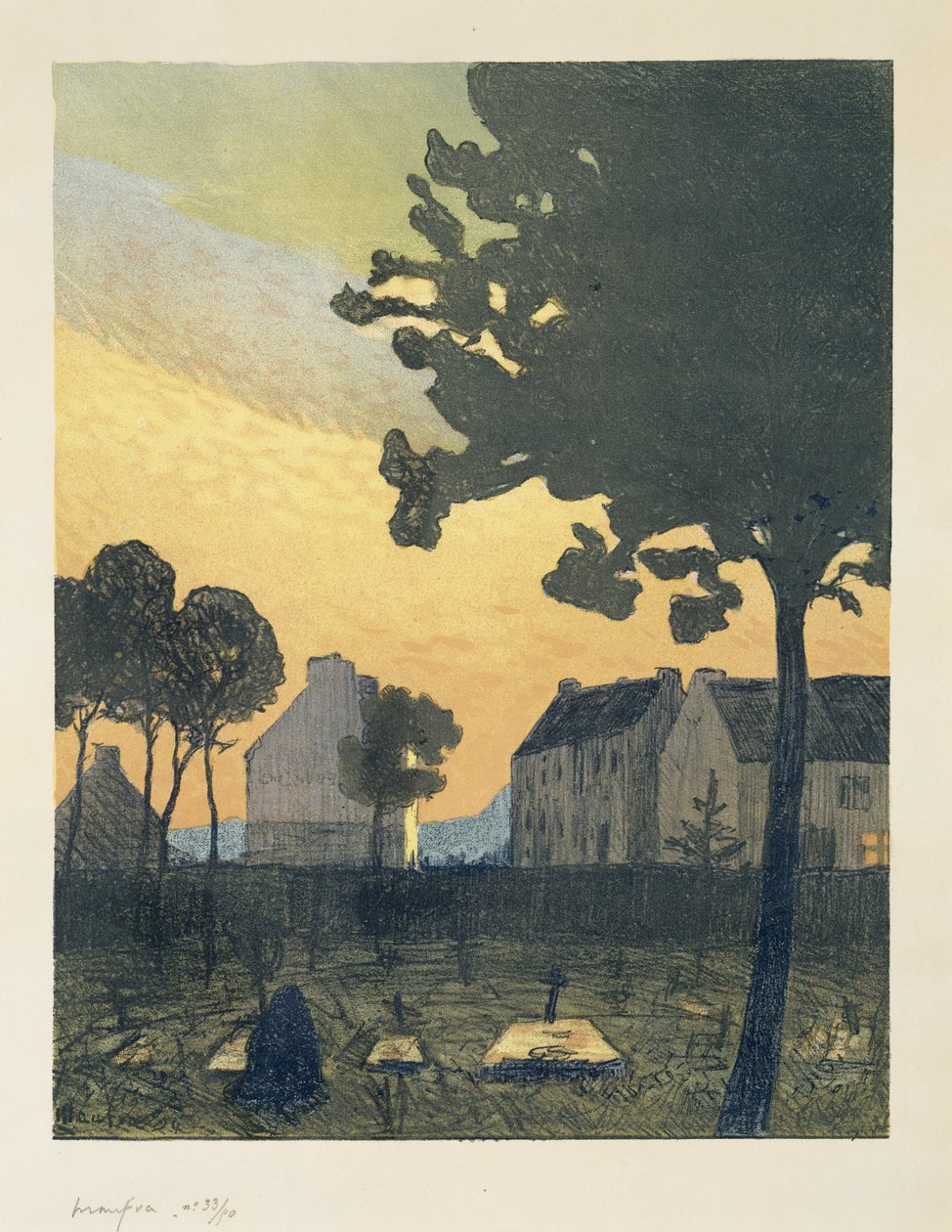 Paysage au soir (مناظر طبيعية ليلاً) ، 1894 (طباعة حجرية بألوان على ورق منسوج) بواسطة مكسيم اميل لويس موفرا