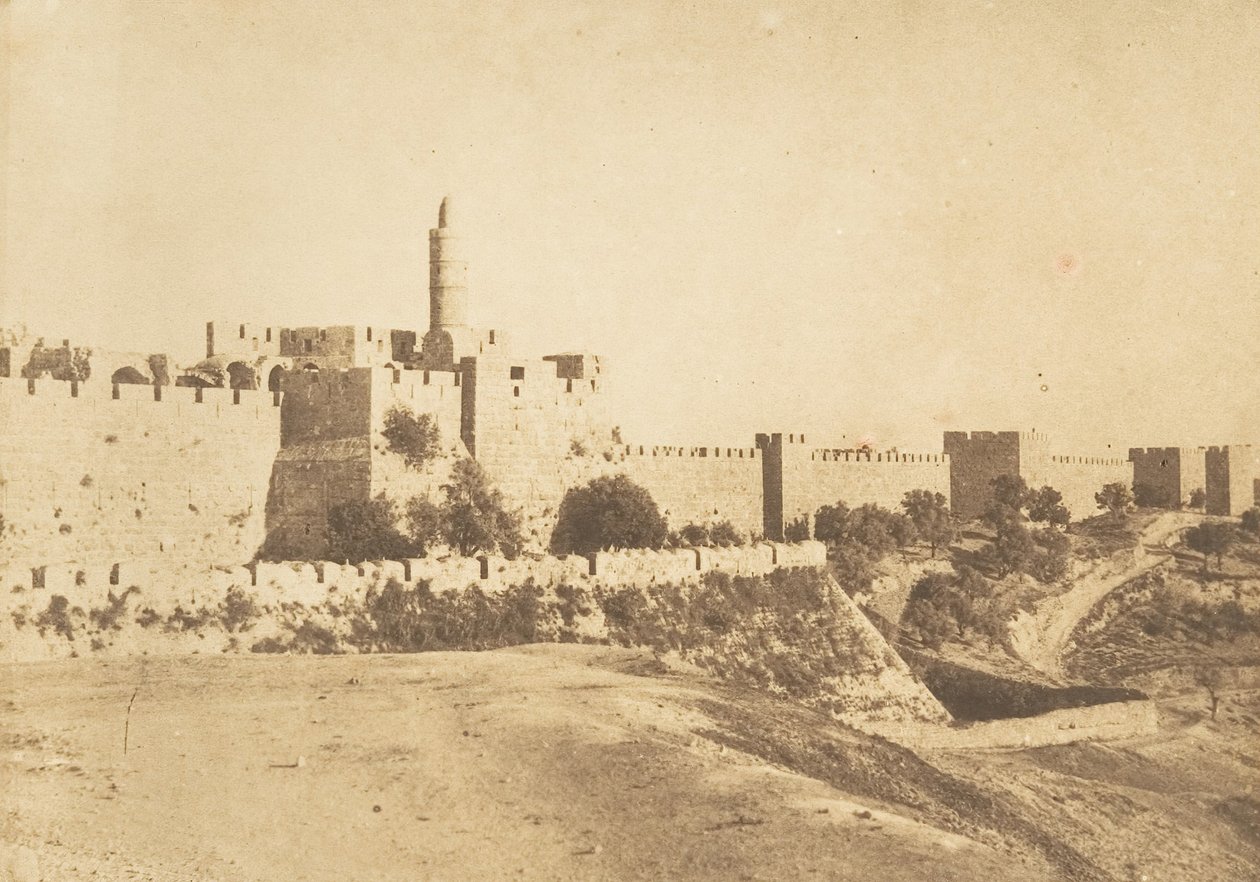 قلعة دافيد داود كالسي وأسوار القدس ، أغسطس ١٨٥٠. بواسطة ماكسيم دو كامب