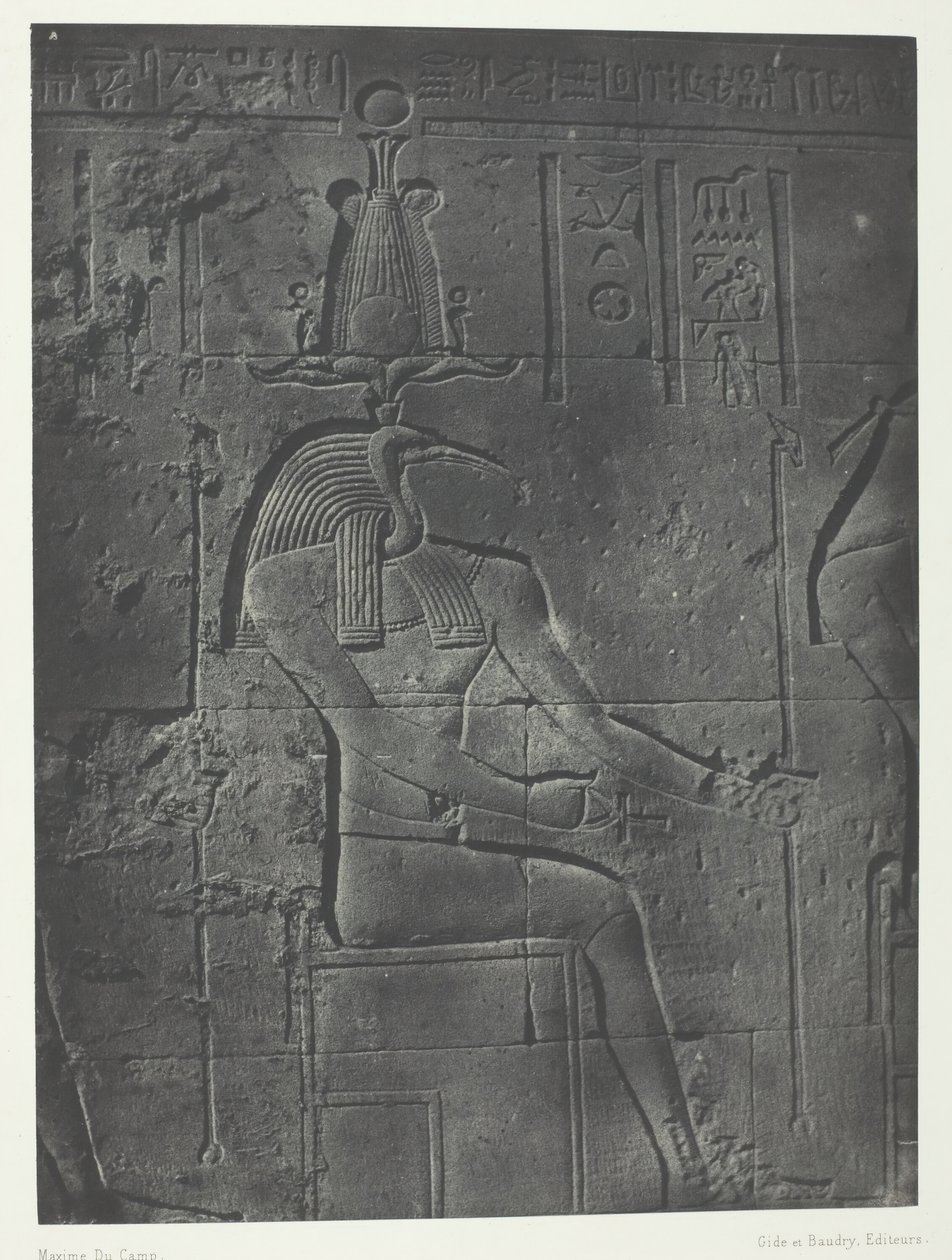 المعبد العظيم لإيزيس في فيلو ، توث إيبيوسيفالوس ، النوبة ، 184951 ، طُبع عام 1852. بواسطة ماكسيم دو كامب