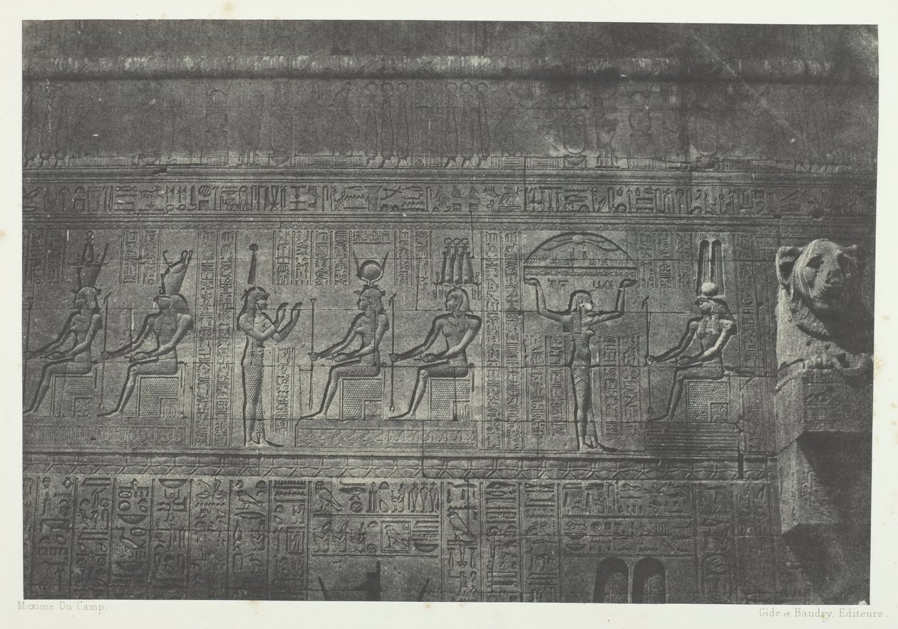 معبد دندرة توتريس الكبير ، تماثيل الواجهة الخلفية ، صعيد مصر ، 184951. بواسطة ماكسيم دو كامب