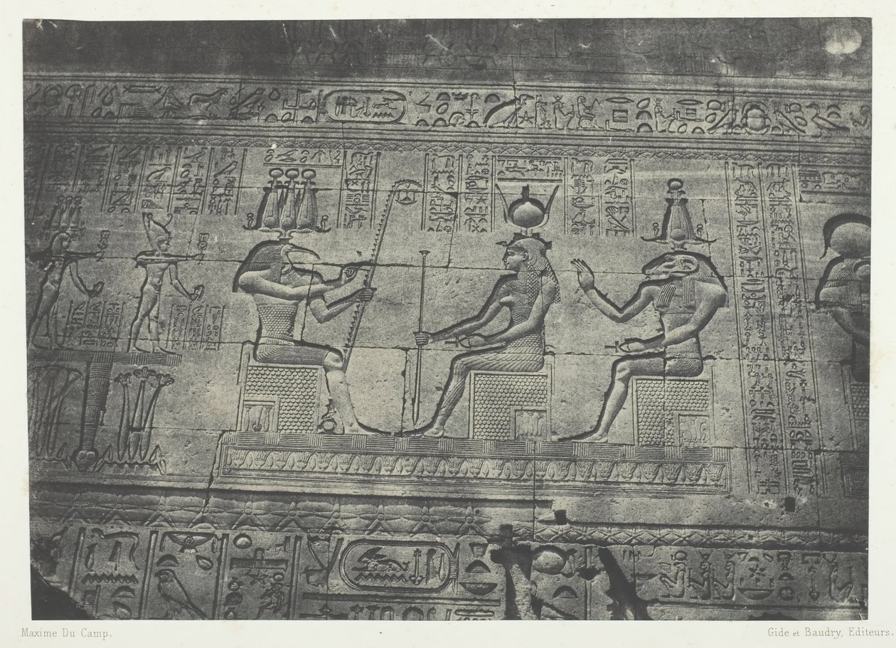 معبد دندرة توتريس الكبير ، تماثيل الواجهة الخلفية ، صعيد مصر ، 184951. بواسطة ماكسيم دو كامب