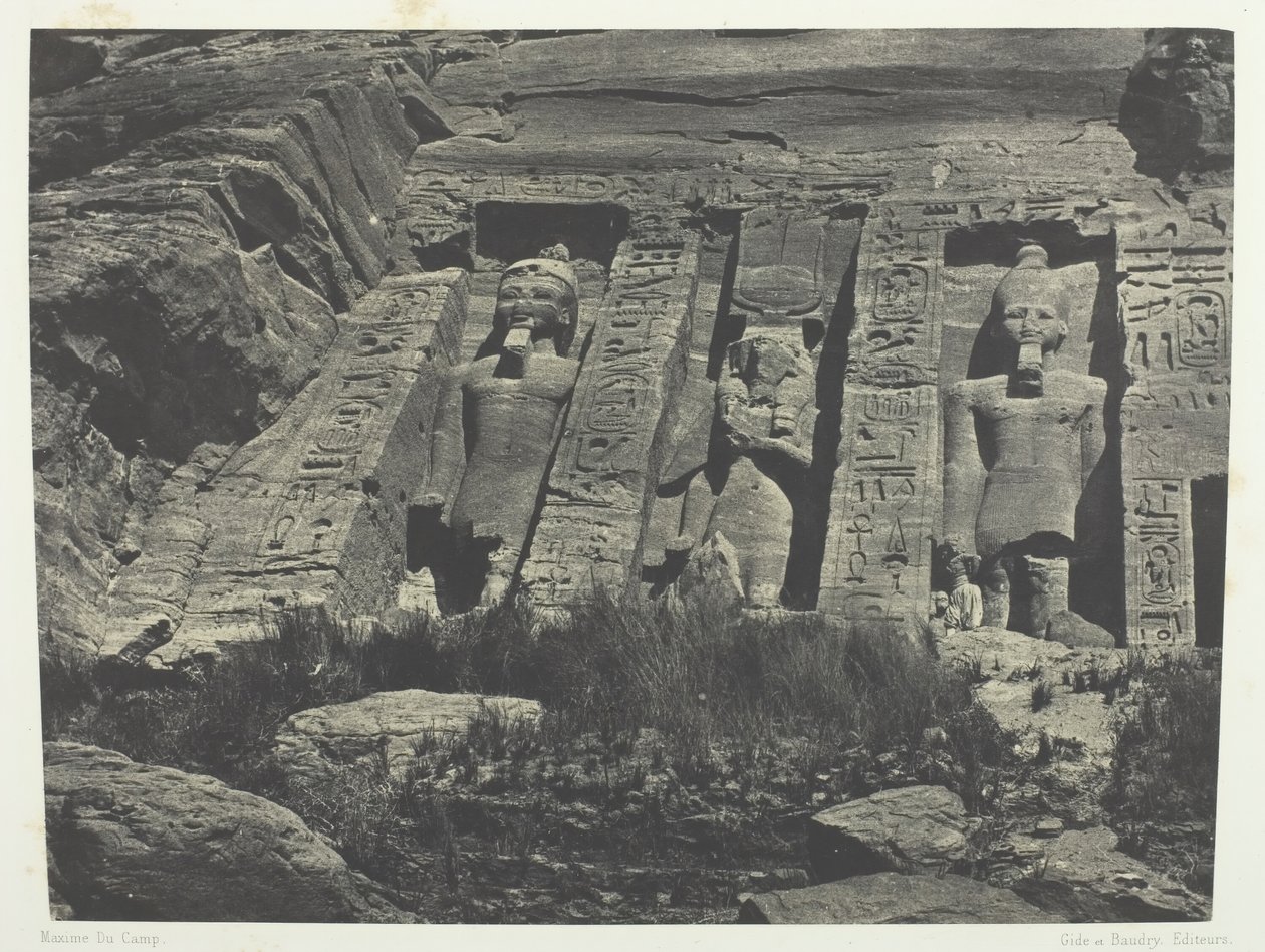 إبسامبول ، الجزء الجنوبي من سبيوس حتحور ، النوبة ، 184951 ، طُبع عام 1852. بواسطة ماكسيم دو كامب