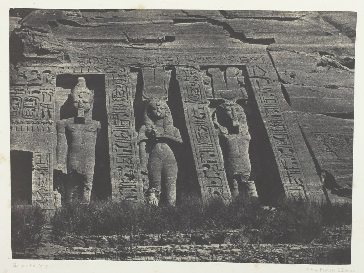 إبسامبول ، الجزء الشمالي من سبيوس حتحور ، النوبة ، 184951 ، طُبع عام 1852. بواسطة ماكسيم دو كامب