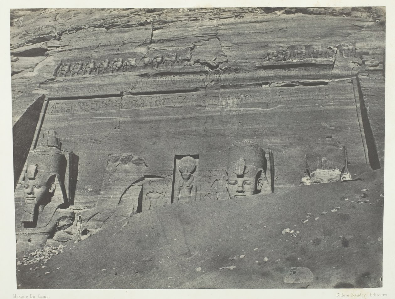 إبسامبول ، منظر عام لسبيوس فريه العظيم ، النوبة ، 184951 ، طُبع عام 1852. بواسطة ماكسيم دو كامب