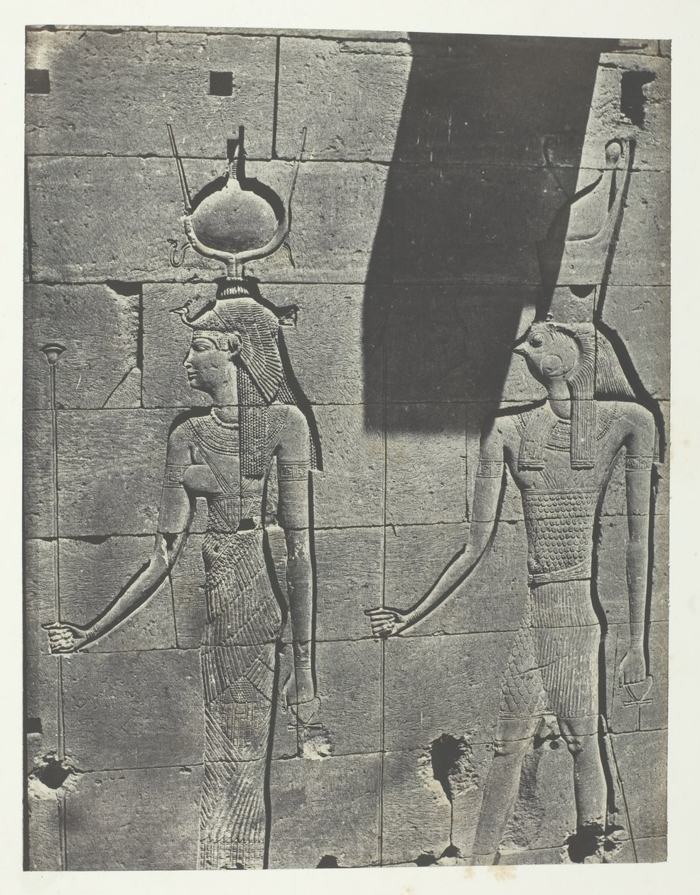 كلابشة ، منحوتات من الواجهة الخلفية للمعبد ، النوبة ، 184951 ، طبعت عام 1852. بواسطة ماكسيم دو كامب