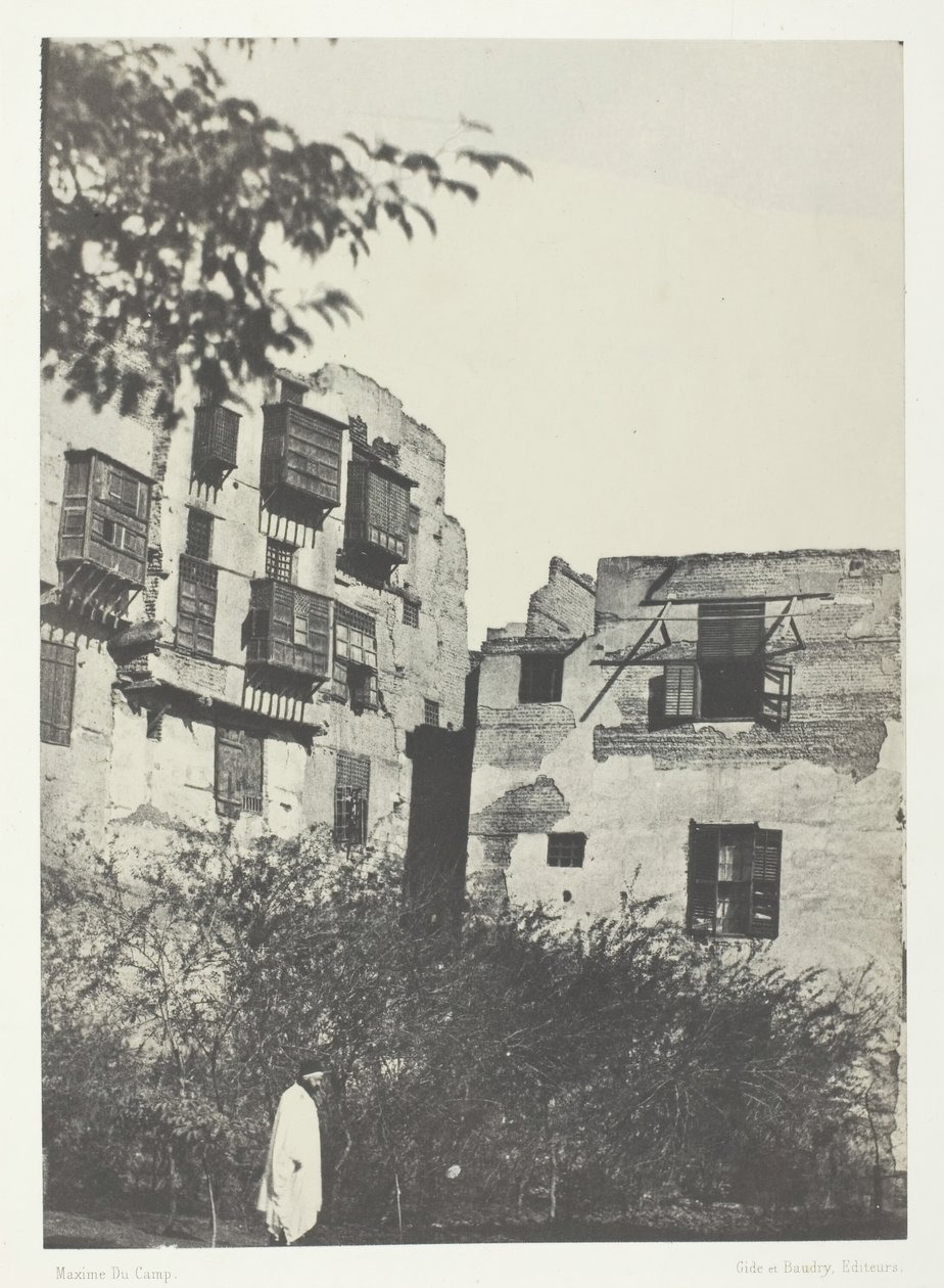 House and Garden in the Frank Quarter ، Le Kaire ، 184951 ، طُبع عام 1852. بواسطة ماكسيم دو كامب