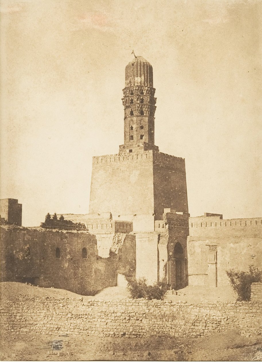 المئذنة الشرقية لمسجد خليفة الحاكم ، القاهرة ، 27 ديسمبر 1849. بواسطة ماكسيم دو كامب