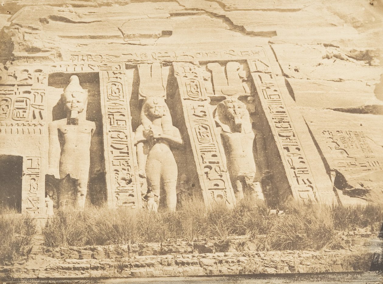 نصف واجهة Spéos d'Athor ، في أبو سمبل ، الجزء الشمالي ، مارس 1850. بواسطة ماكسيم دو كامب