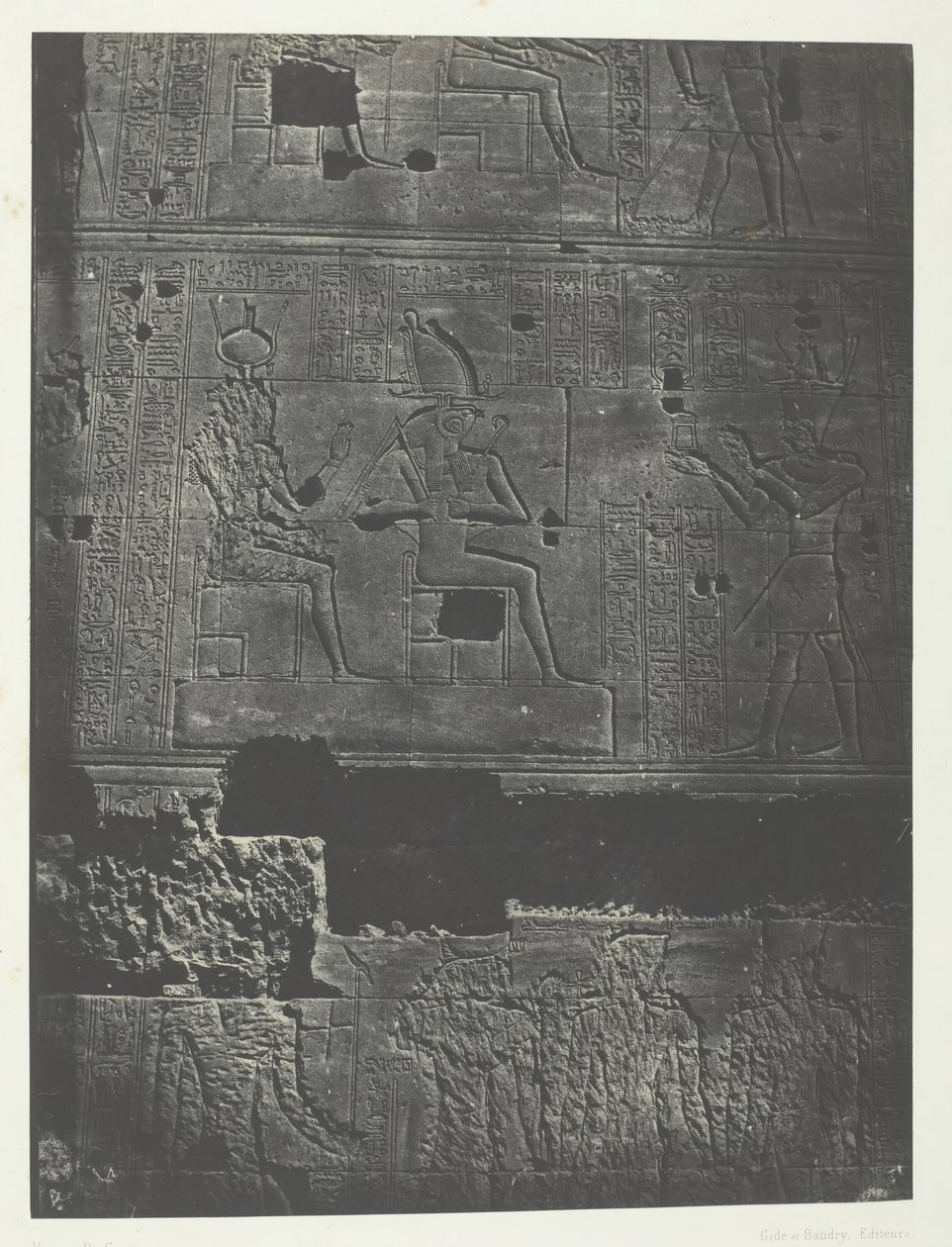 الحائط الغربي ، المعبد العظيم لإيزيس في فيلو ، النوبة ، 184951 ، طُبع عام 1852. بواسطة ماكسيم دو كامب